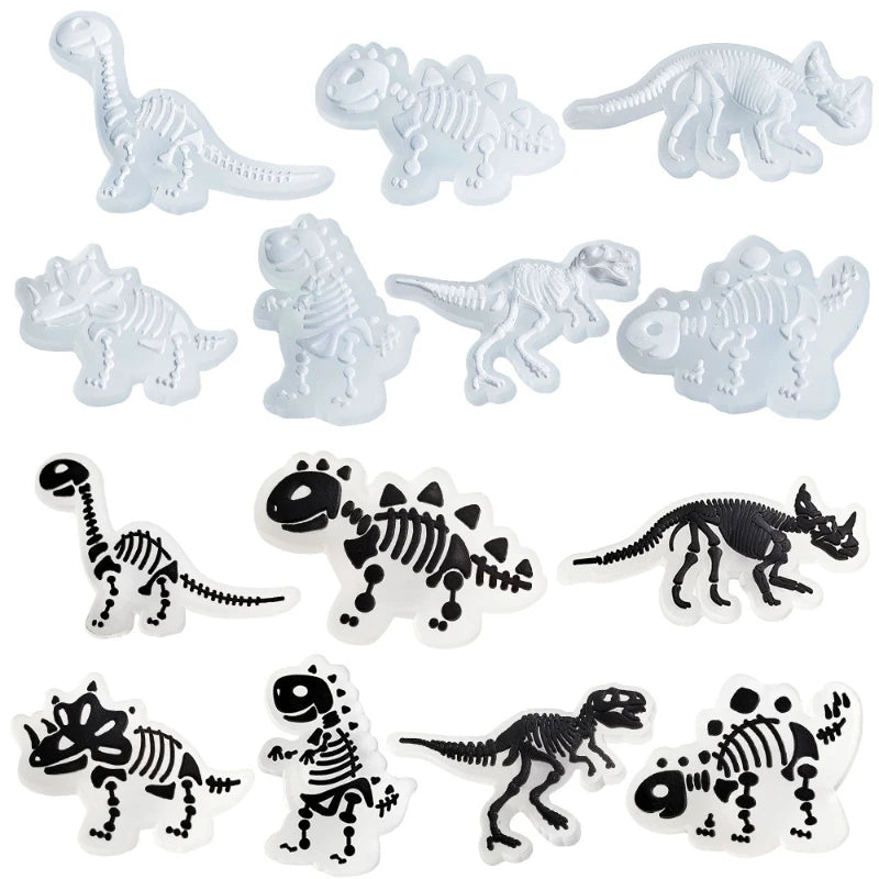 New Fluorescent Black And White Dinosaur Series Luminous Pvc Shoes Charms For Clogs Shoe Decoration Festival Party Gifts