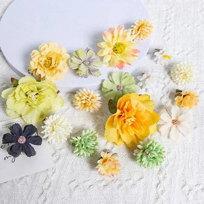 21Pcs Pink Artificial Flower Head Silk Rose DIY Craft Garland Bouquet Mother's Day Home Room Decor Wedding Decoration Accessorie