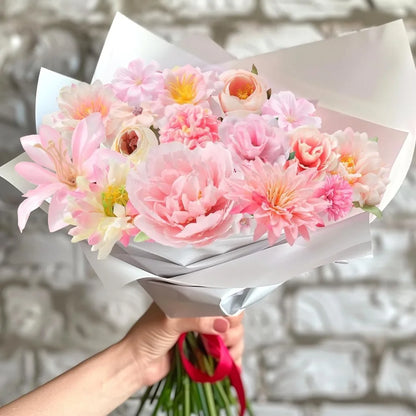21Pcs Pink Artificial Flower Head Silk Rose DIY Craft Garland Bouquet Mother's Day Home Room Decor Wedding Decoration Accessorie