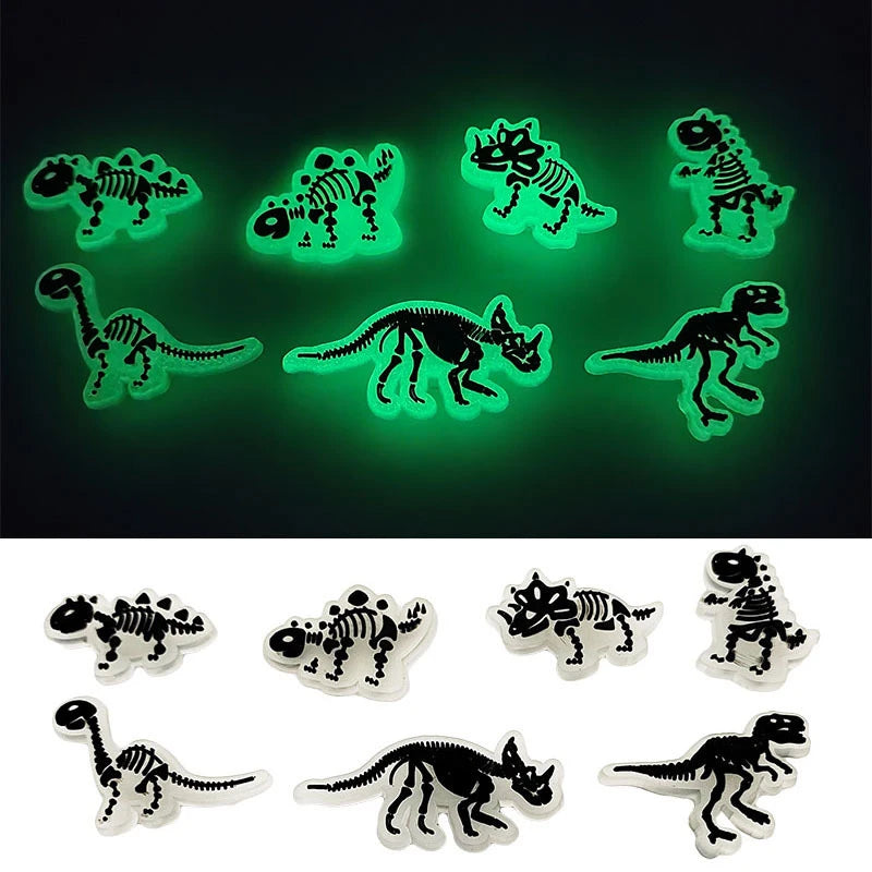 New Fluorescent Black And White Dinosaur Series Luminous Pvc Shoes Charms For Clogs Shoe Decoration Festival Party Gifts