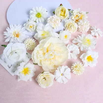 21Pcs Pink Artificial Flower Head Silk Rose DIY Craft Garland Bouquet Mother's Day Home Room Decor Wedding Decoration Accessorie