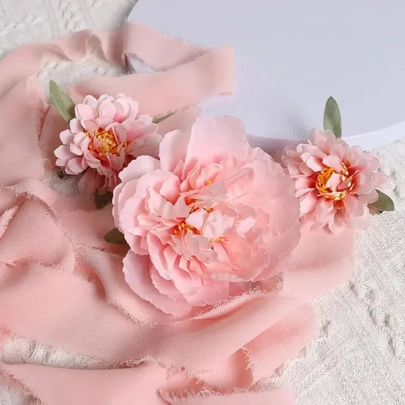 21Pcs Pink Artificial Flower Head Silk Rose DIY Craft Garland Bouquet Mother's Day Home Room Decor Wedding Decoration Accessorie